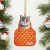 Cat Peeking Through A Tiny Purse Ornament, Personalized Shape Ornaments, Family Gifts, Christmas Ornament