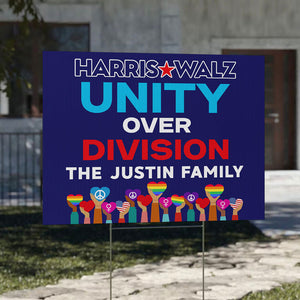Harris Walz Unity Over Division, Personalized Yard Sign, Kamala Harris Sign, Election 2024