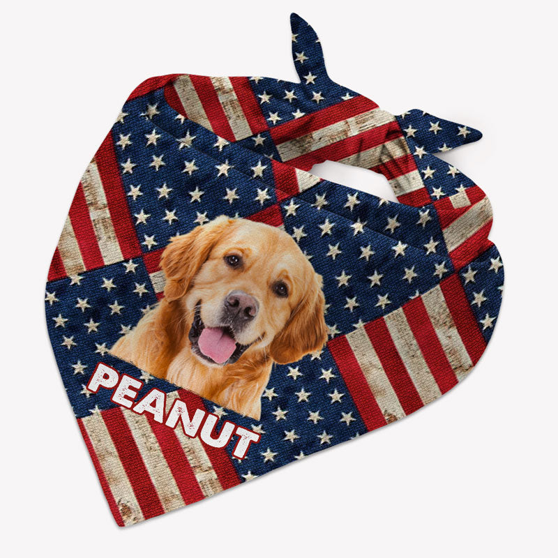Patriotic Dog Bandana, Personalized Bandana, Custom Gifts For Dog, Custom Photo