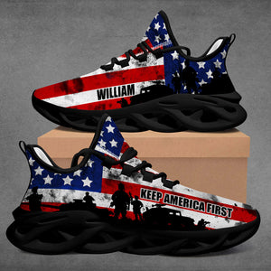 US Flag Military Trump MaxSoul Shoes, Personalized Trump Sneakers, Trump Shoes, Election 2024