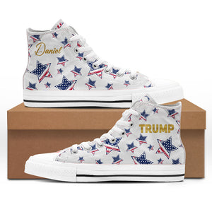 Trump Patriotic Gold High Top Shoes, Personalized Trump Sneakers, Trump Shoes, Election 2024