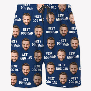 Best Dad Mom Custom Face, Personalized Beach Shorts, Gift For Pet Lovers, Custom Photo