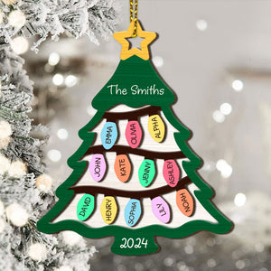Family Christmas Tree Ornament 2025, Personalized Ornament, Christmas 2 Layers Wooden Ornament, Christmas Gift