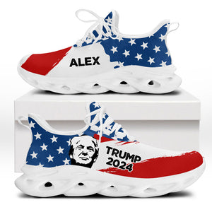 Trump Face US Flag MaxSoul Shoes, Personalized Trump Sneakers, Trump Shoes, Election 2024