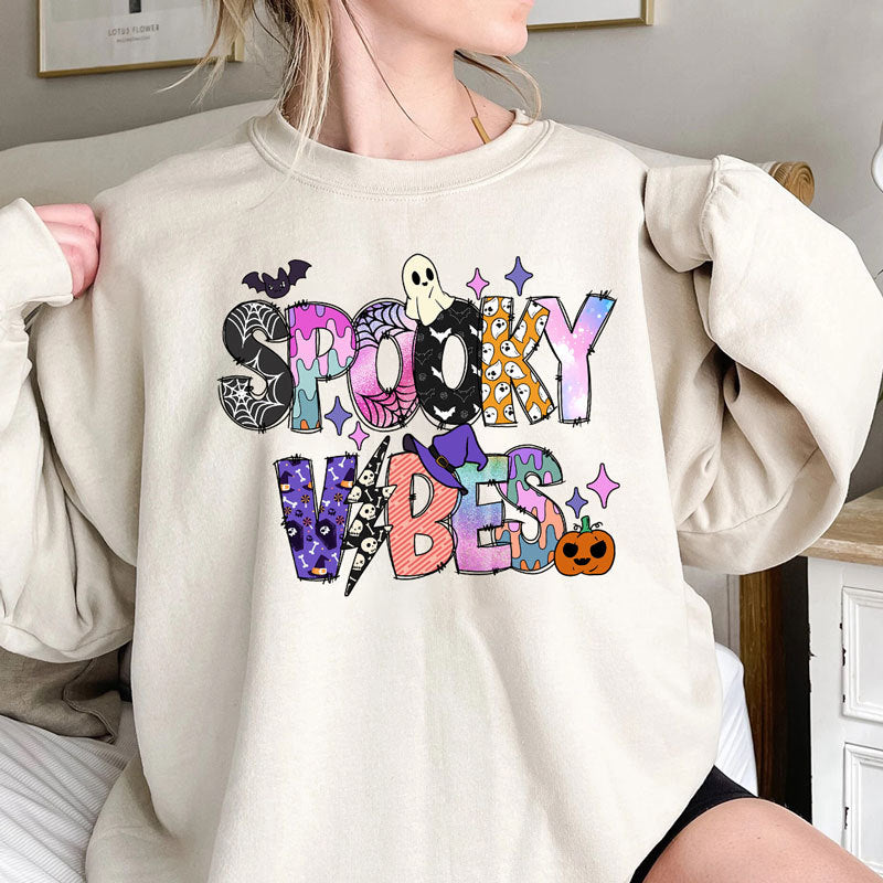 Spooky Vibes Shirt, Autumn Sweatshirt, Halloween Ghost Sweatshirt, Halloween Shirt