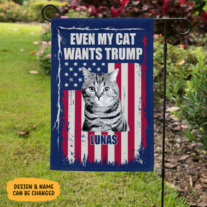 Even My Cat Wants Trump, Personalized House Flag, Gift For Trump Fans, Custom Photo, Election 2024