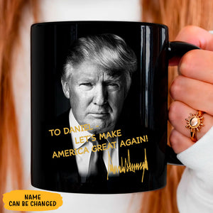 Make America Great Again President Donald Trump Autographed, Personalized Black Mug, Election 2024