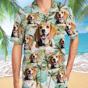 Tropical Hawaiian Pattern, Beach Shirt, Personalized Hawaiian Shirt, Custom Photo