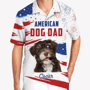 American Dog Dad Dog Mom, Personalized Hawaiian Shirt, Gifts For Dog Lovers, Custom Photo