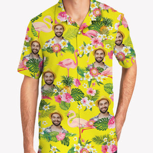 Flamingo Hawaiian Pattern, Personalized Hawaiian Shirt, Custom Photo