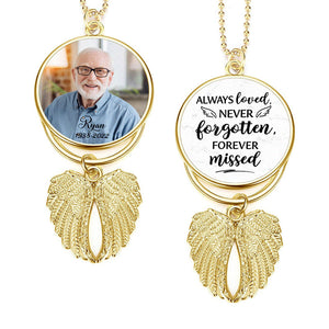 Always Love, Never Forgotten, Personalized Wings Keychain, Car Hanger, Custom Photo