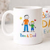 Personalized Best Dad Ever Mug, Kids Drawing Style Coffee Mug, Custom Family Name Mug, Father’s Day Gift for Dad from Kids