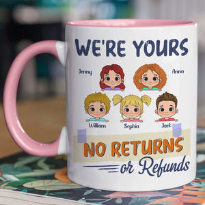 No Returns Or Refunds Peeking Kids, Personalized Accent Mug, Gift For Dad, Mom, Grandma, Grandpa, Custom Photo