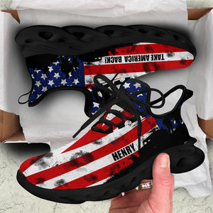 US Flag Military Trump MaxSoul Shoes, Personalized Trump Sneakers, Trump Shoes, Election 2024