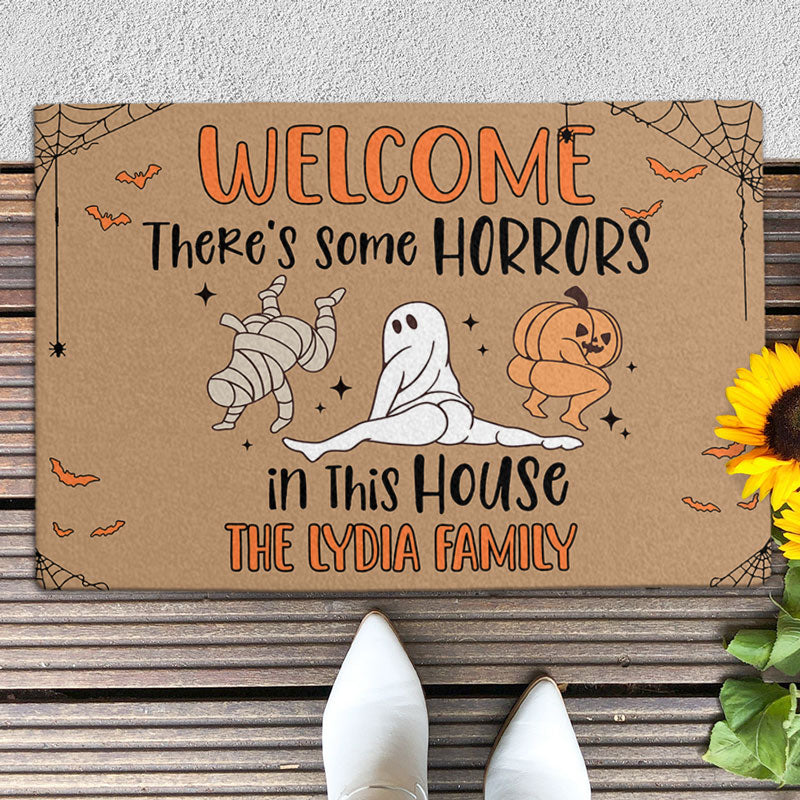 There's Some Horrors in This House, Personalized Doormat, Funny Halloween Doormat