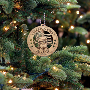 America First Again Wooden Ornaments, Trump Ornament, Election 2024