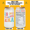 In My Teacher Era 16 Oz Iced Coffee Glass Cup, Personalized Glass Cup
