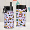 Vehicle Background Bottle, Personalized Water Bottle With Straw, Back To School Gift For Kid