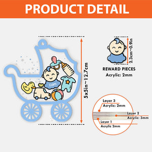 Baby Carriage Ornament, Personalized 3 Layers Shaker Ornament, Custom Gift for Baby