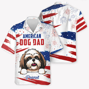 American Dog Dad Dog Mom, Personalized Hawaiian Shirt, Gifts For Dog Lovers