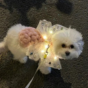 Dog and Cat Butterfly Glowing Wings, Summer Clothes for Pets, Small/Medium Dogs and Cats Halloween Costume