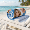 Custom Face Stripe Pattern, Personalized Beach Towel, Beach Accessories For Vacation, Custom Photo