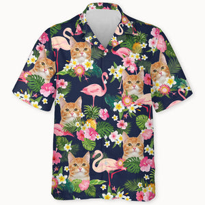 Pet Face Flamingo Hawaiian Pattern, Personalized Hawaiian Shirt, Custom Photo
