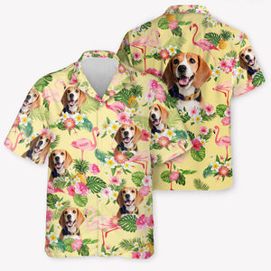 Pet Face Flamingo Hawaiian Pattern, Personalized Hawaiian Shirt, Custom Photo