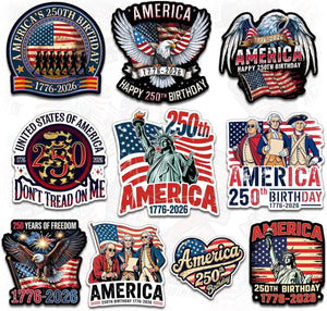 (20Pcs-3In) America 250Th Birthday Sticker USA 250 Years of Freedom Anniversary 1776 2026 Statue of Liberty Eagle Independence Day Waterproof Vinyl Sticker for Water Bottle Car Laptop