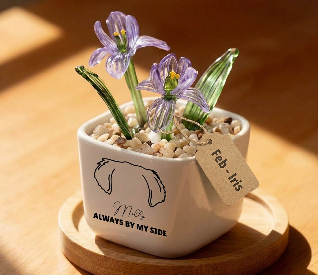 Personalized Dog Loss Sympathy, "Always By My Side" Pot Planter By Month, Gift For Dog Lovers