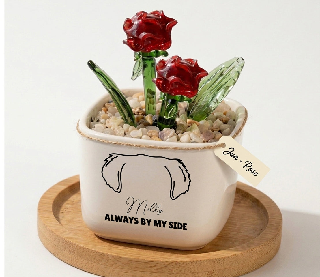 Personalized Dog Loss Sympathy, "Always By My Side" Pot Planter By Month, Gift For Dog Lovers