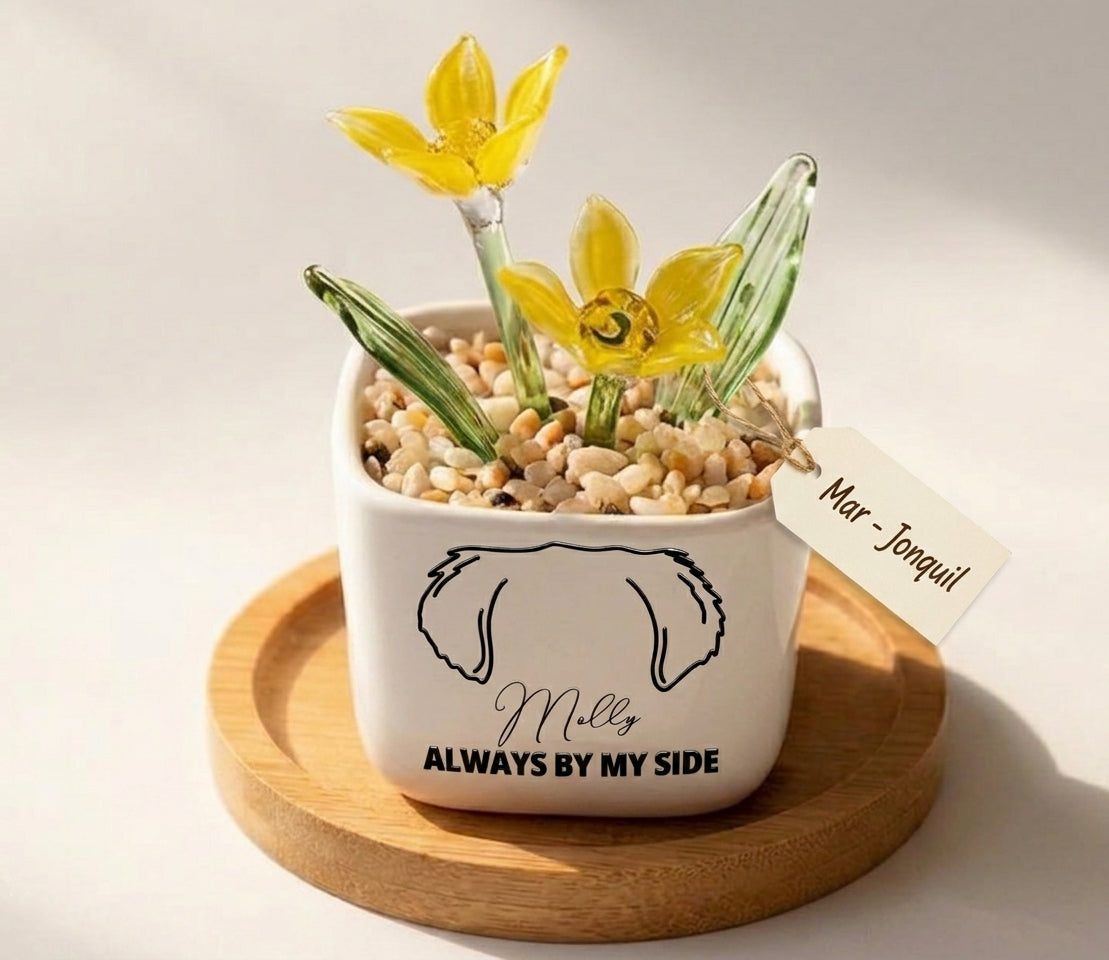 Personalized Dog Loss Sympathy, "Always By My Side" Pot Planter By Month, Gift For Dog Lovers