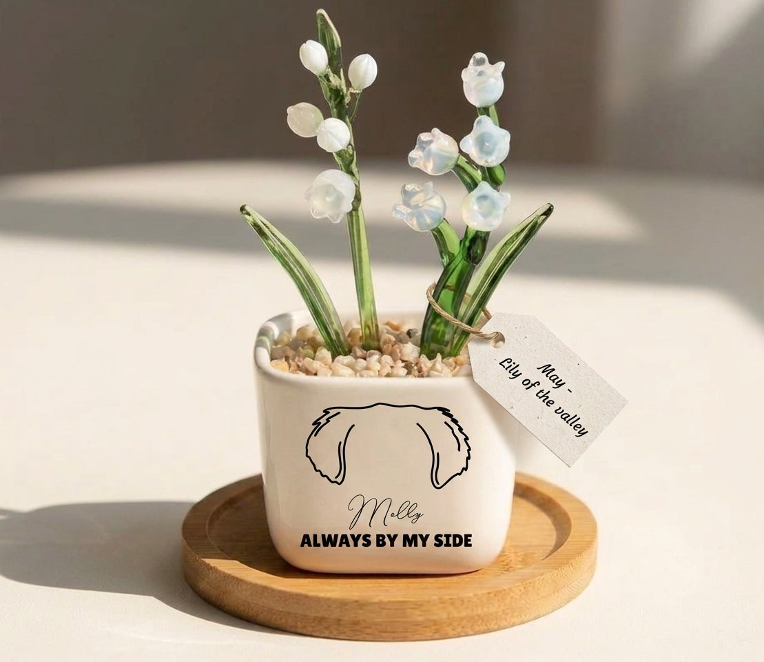 Personalized Dog Loss Sympathy, "Always By My Side" Pot Planter By Month, Gift For Dog Lovers