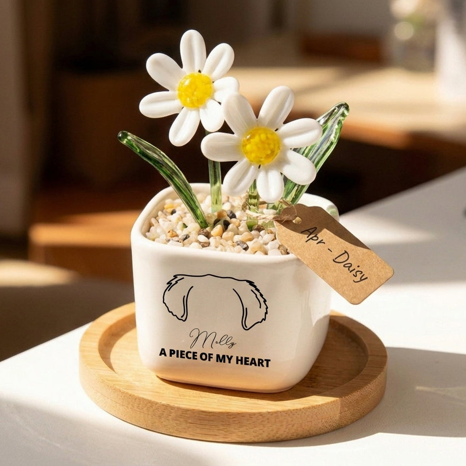 Personalized Dog Loss Sympathy, "A Piece Of My Heart" Pot Planter By Month, Gift For Dog Lovers