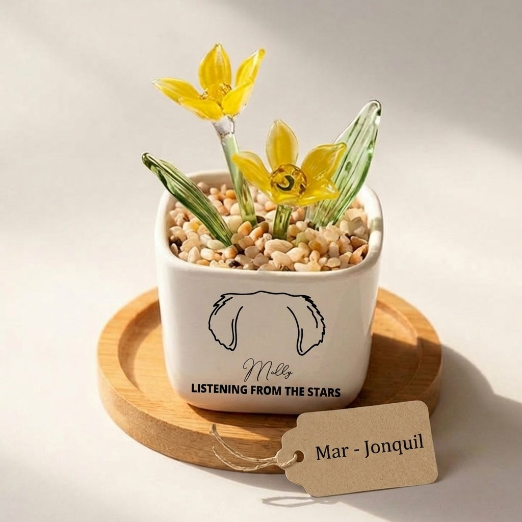 Personalized Dog Loss Gifts, "From The Stars" Planter, Custom Design & Birth Month Flower
