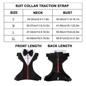 Dogs Tuxedo Wedding Party Suit Dog Formal Tuxedo with Bow Tie and Traction Rope Dog Outfit, Dog Tuxedo for Halloween