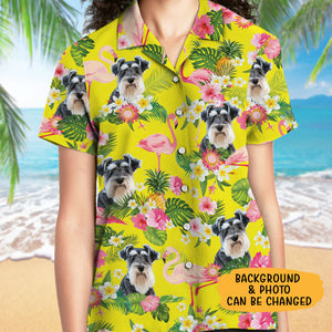 Pet Face Flamingo Hawaiian Pattern, Personalized Hawaiian Shirt, Custom Photo