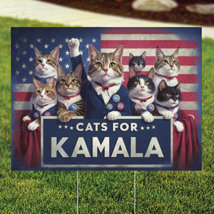Cats For Kamala US Flag Yard Signs, Kamala Harris Sign, Vote Kamala, Election 2024
