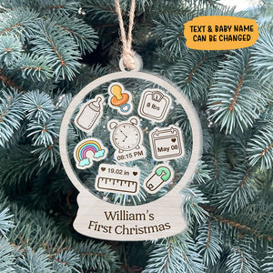 Baby's First Christmas, Personalized 3 Layers Shaker Ornament, Custom Gift for Baby