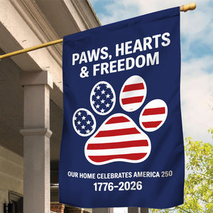 Paw Hearts And Freedom, America 250th Anniversary Garden Flags, Decoration For Dog Lovers