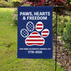 Paw Hearts And Freedom, America 250th Anniversary Garden Flags, Decoration For Dog Lovers