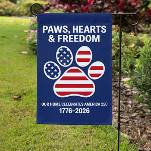 Paw Hearts And Freedom, America 250th Anniversary Garden Flags, Decoration For Dog Lovers