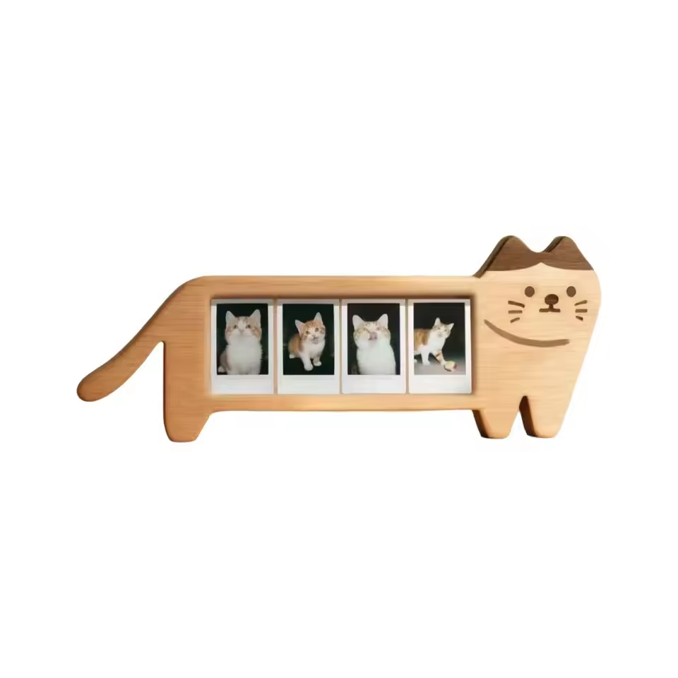Wooden Photo Frame Animal Shape, Cartoon Desktop Photo Frame, Multi-Photo Dog & Cat Shaped Picture Frame
