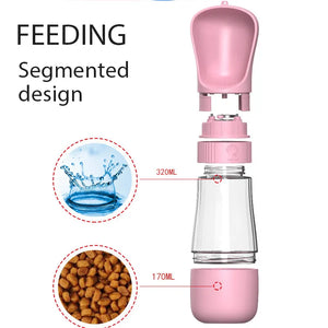 Dog Travel Water & Feeder Bottle, Outdoors Travel Portable With Bowl Multifunction, Pet Accessories