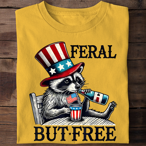 Feral But Free Racoon Uncle Sam Clothing T-Shirt Tank Top, July 4th Shirt, Personalized T-Shirt Tank Top, Funny Shirt