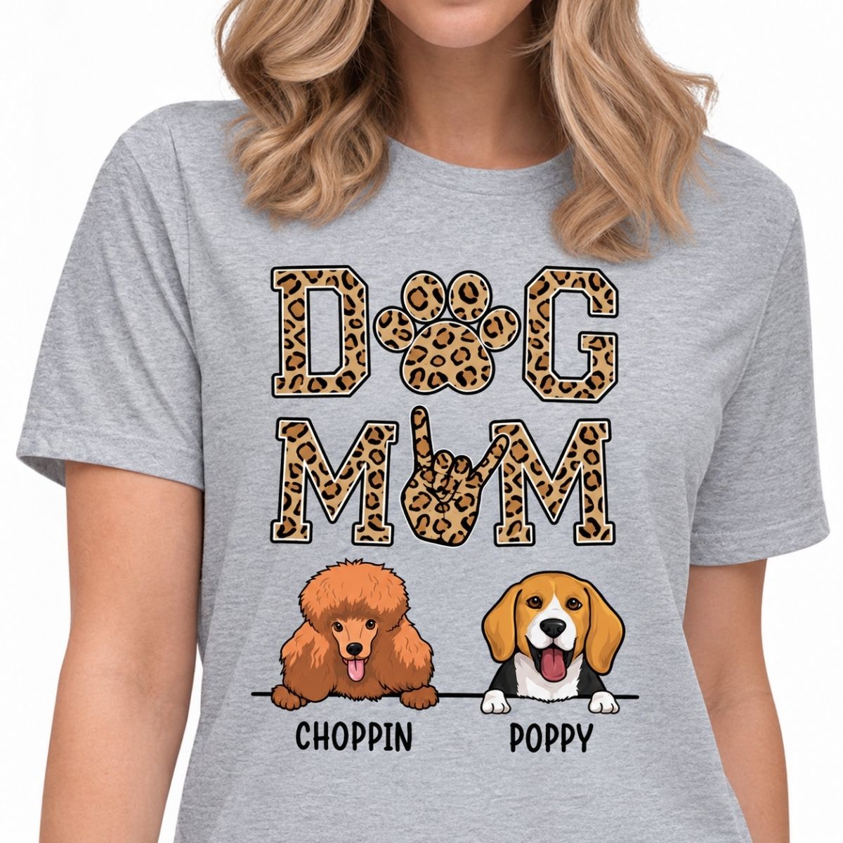 Funny dog mom shirt, personalized gift for dog lovers - Dog mom, leopard, custom t-shirt for dog lovers