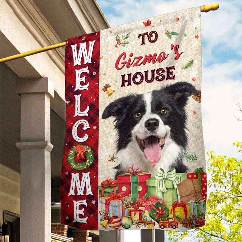 Welcome To The Dog House Flag, Custom Photo Personalized House Flags, Christmas Gifts For Dog Lovers