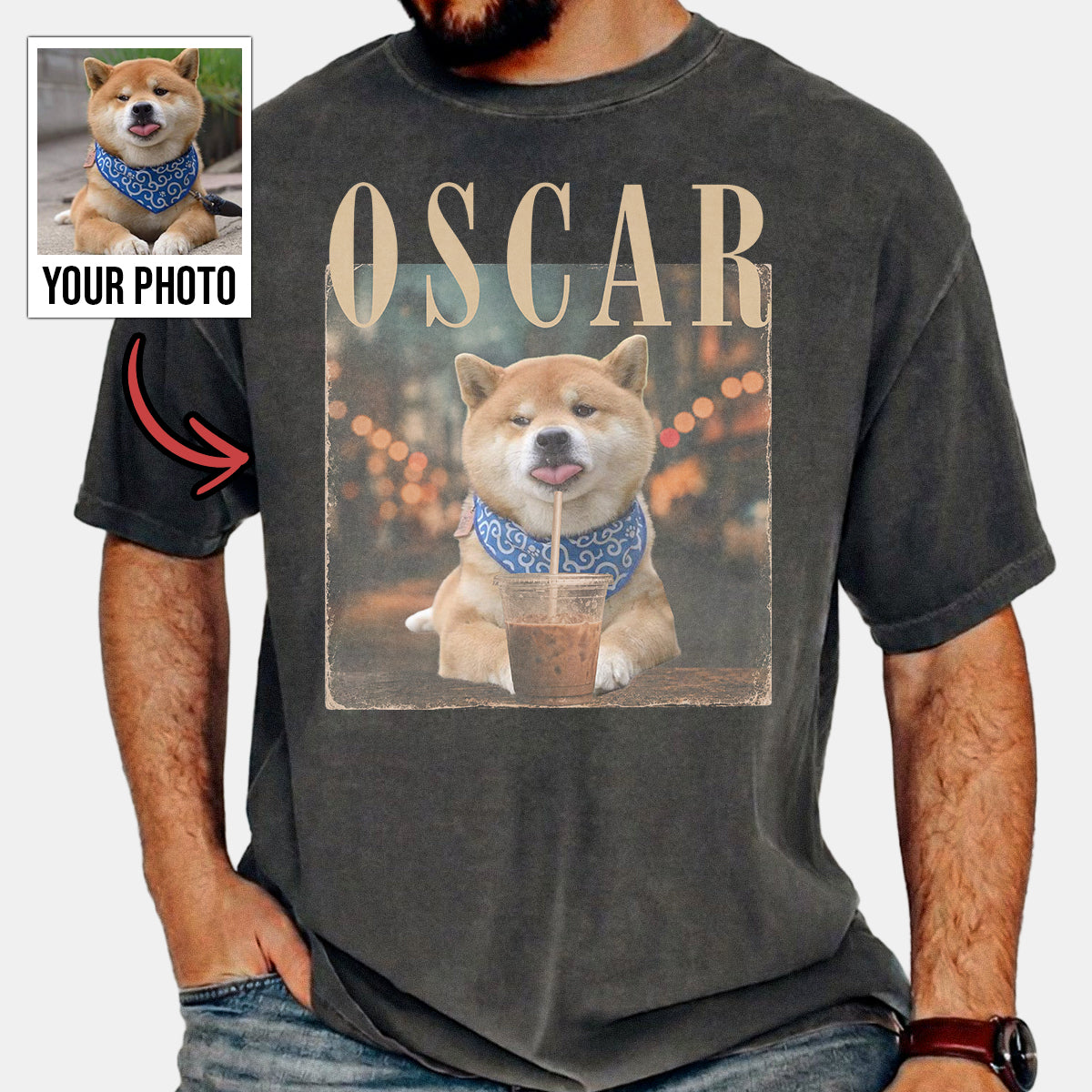 My Puppuccino Personalized Photo Shirt, Washed Tee, Gifts for Dog Lovers