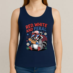 Red White And Feral Racoon Uncle Sam Clothing T-Shirt Tank Top, July 4th Shirt, Personalized T-Shirt Tank Top, Funny Shirt
