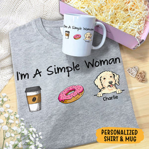Gift Combo I'm A Simple Woman, Personalized Shirt And Mug, Gifts For Dog Lovers, Birthday Gift